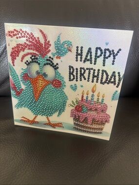 1 Hand Crafted Rhinestone Bird Birthday Card (sealed)